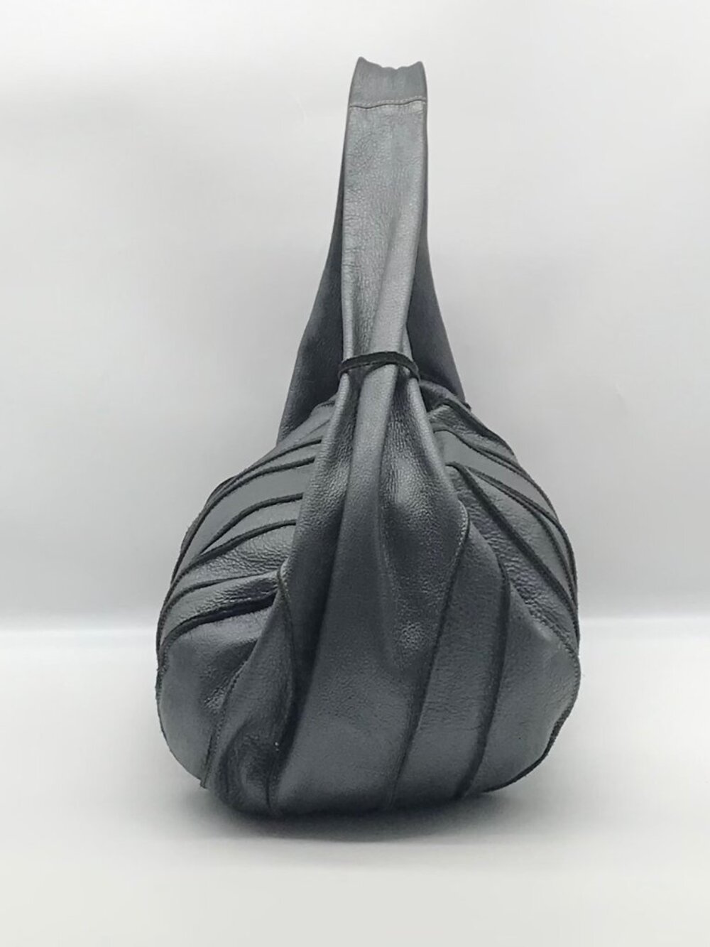 Aqua Madonna Gray Leather  Hobo Bag - Picture 3 of 11